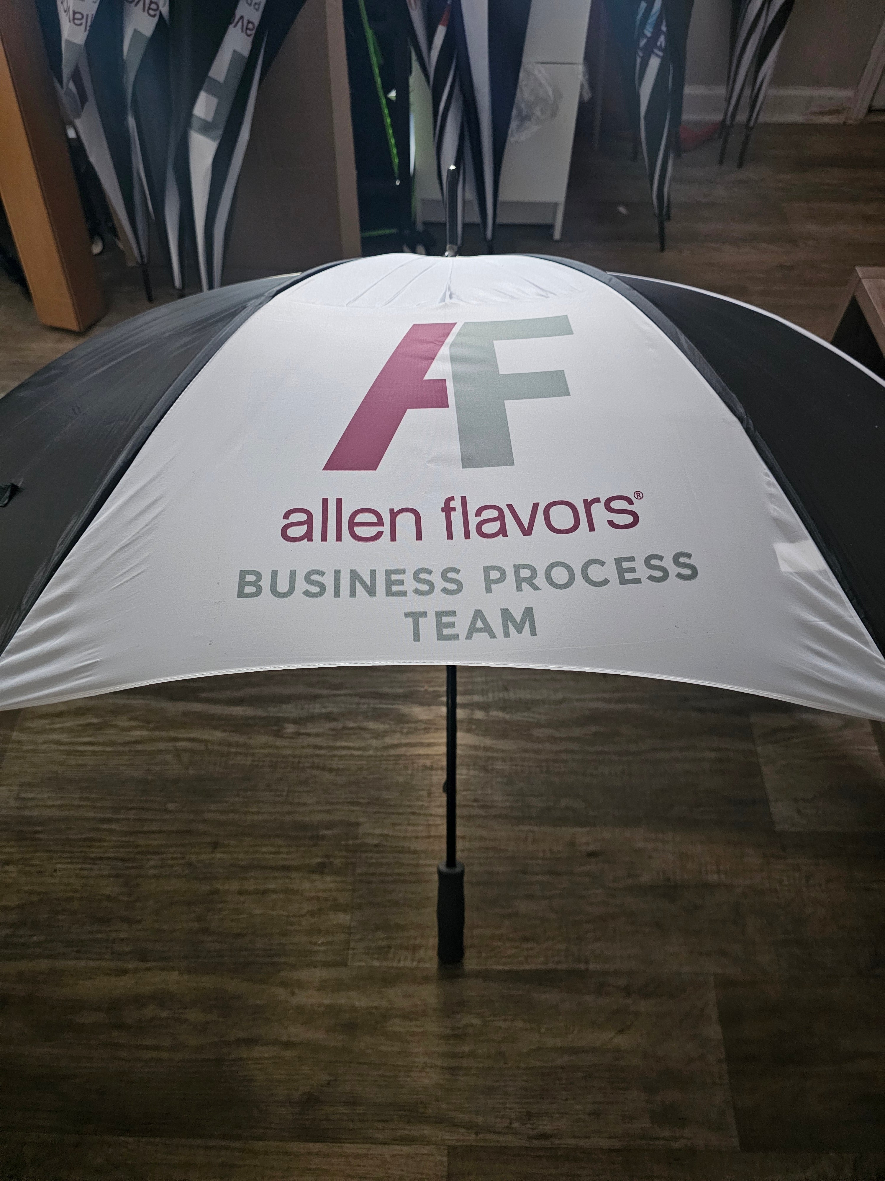 Custom Large Golf Umbrella, Black and white Panels, Logo Printing, Company branding