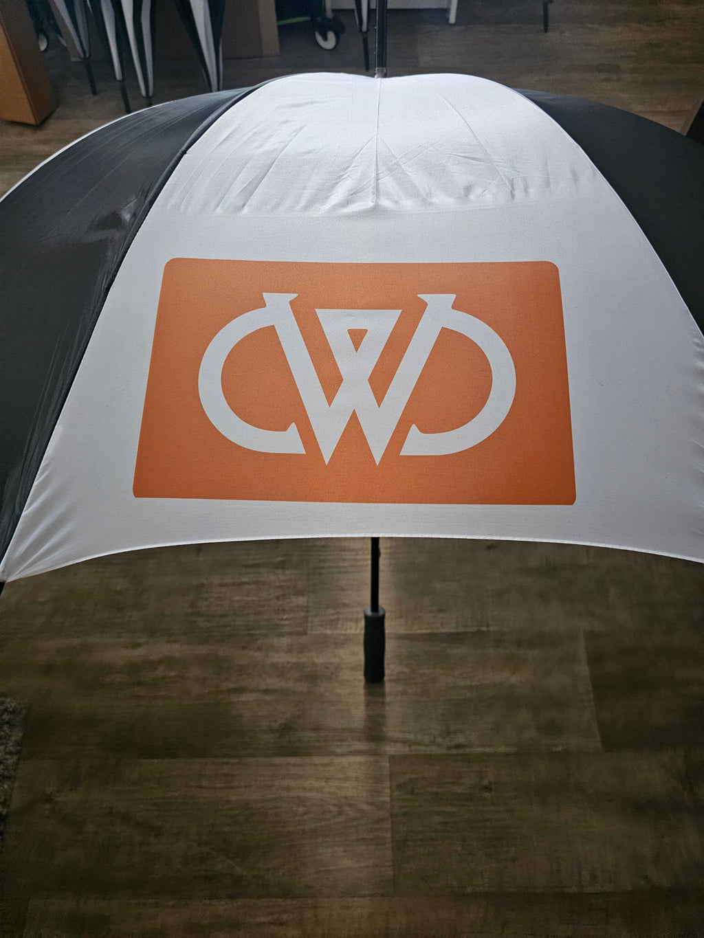 Custom Large Golf Umbrella, Black and white Panels, Logo Printing, Company branding