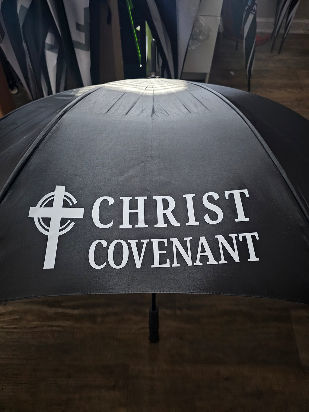 Custom Large Golf Umbrella, Black and white Panels, Logo Printing, Company branding