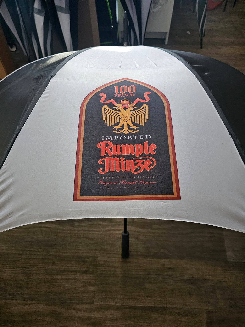 Custom Large Golf Umbrella, Black and white Panels, Logo Printing, Company branding