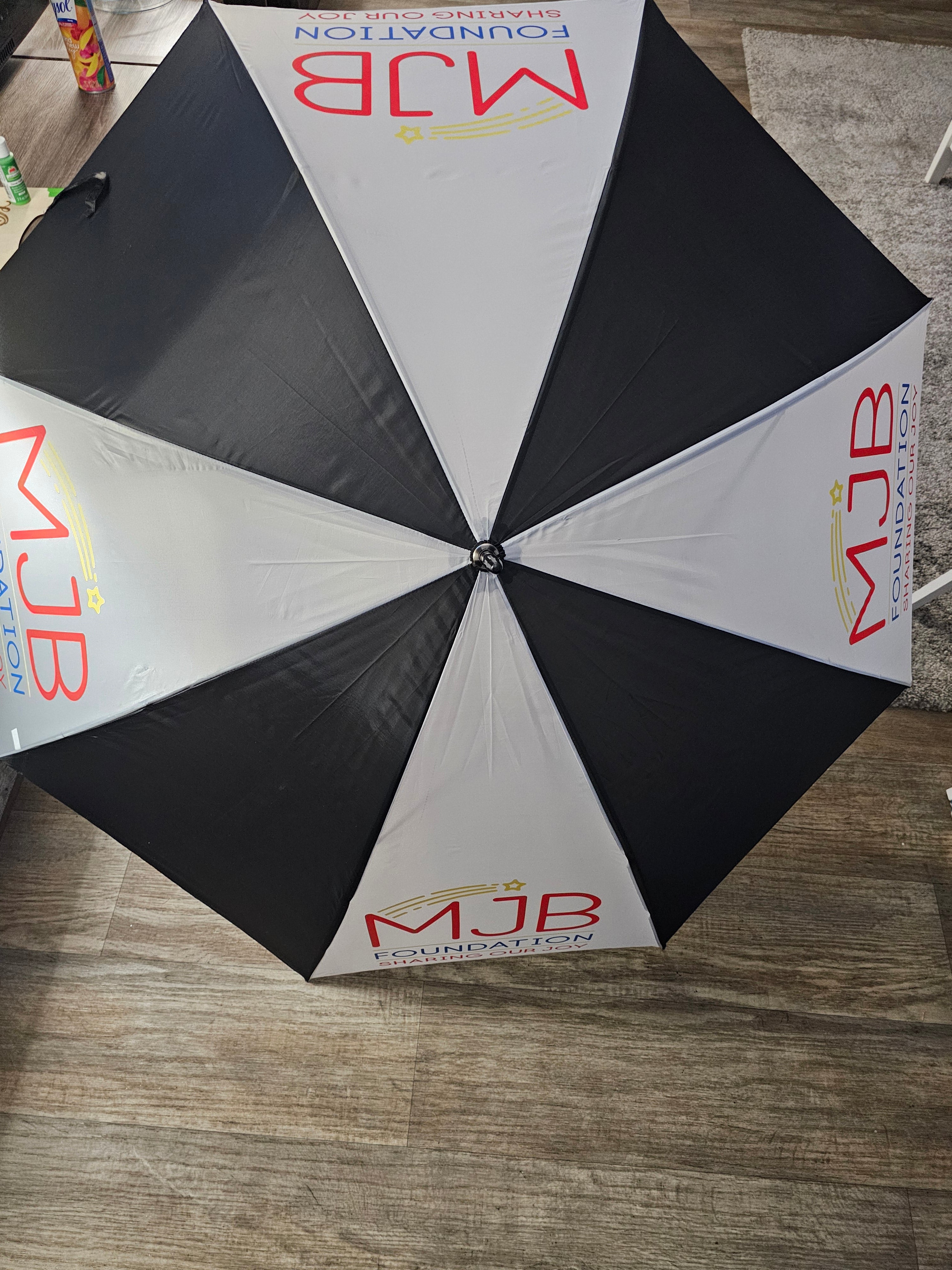 Custom Large Golf Umbrella, Black and white Panels, Logo Printing, Company branding