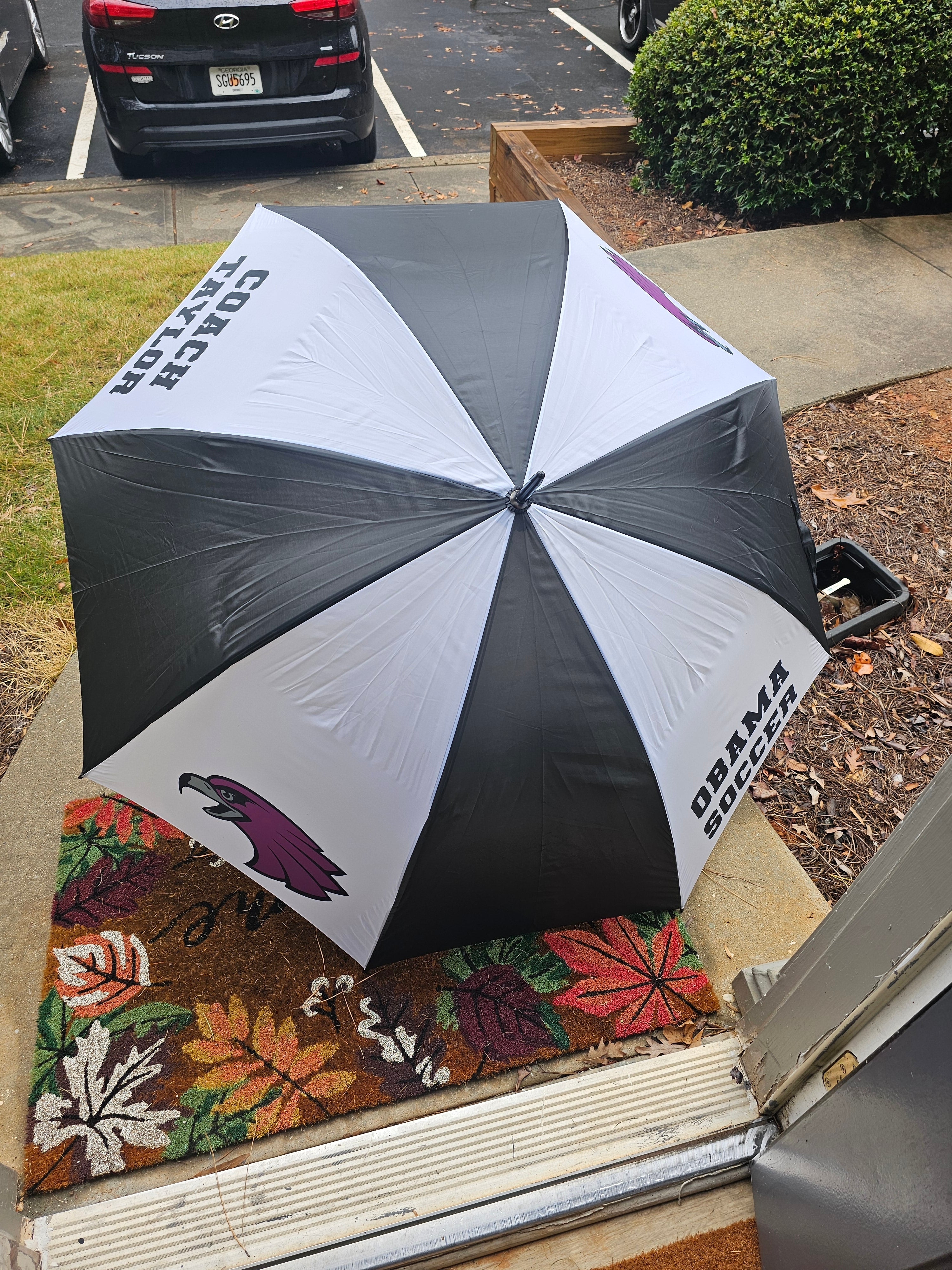 Custom Large Golf Umbrella, Black and white Panels, Logo Printing, Company branding